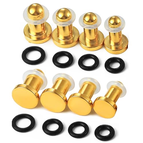 LADEMAYH Comfy Dead Stretching Ear Tapers Stretching Kit, Small Gaps Packed, 0.5mm Increments, Surgical Stainless Steel 316L, Flat Top Ear Plugs, Pain-Free Body Piercing Jewelry for Women & Mens - color: Gold, size: 4.5-6mm 8pcs