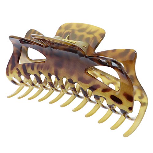 Jumbo Jaw Clip Extra Large Marbelized Hair Claw (Leopard Mustard) - color: Leopard Mustard