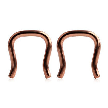 Ruifan 316L Surgical Steel U-Shaped & Staple Nose Septum Hanger Retainer Nose Ring 16g,14g,12g - color: Rose Gold(14G)