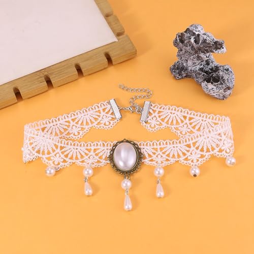Vampire Choker Necklace for Women Gothic Lace Choker Necklace Y2K Goth Red Black Zirconia Pendant Necklaces Halloween Dark Bridal Vampire Costume Jewelry Accessories - style: Style-F