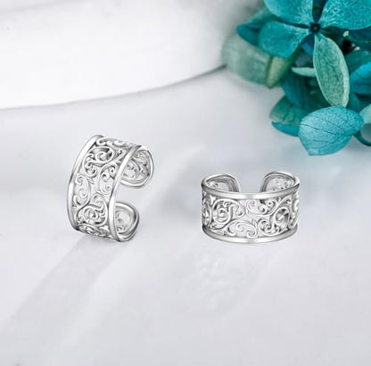 Celtic Knot/Celtic Knot/Bat/Filigree Viking Earrings 925 Sterling Silver Non Piercing Ear Cuff Earrings Cool Earring Cuff for Women Men - color: filigree-B