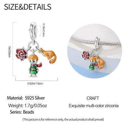 HappyStar 925 Sterling Silver Animal Dogs Charms Pendants fit Pandora Bracelets Necklaces Flowers Sports Travel Charms for Bracelets Women Jrwelry Gifts(with one Spacer Bead Charms) - style: 7-Little Prince Charms
