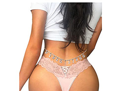Women Sexy Rhinestone Waist Body Chain Crytal Sexy Letter Pendant Belly Waist Chain T-string Thong Body Jewelry - color: Virgo Letter