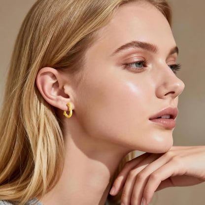 Heart Shaped Hoop Earrings for Women | 14k Gold Silver Plated, Small Heart Earring, Huggie Hoops, Lightweight, Jewelry Gifts - color: 03Heart-Gold