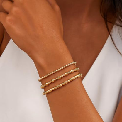 Gold Bracelets for Women, Beaded Cross Stack, Non Tarnish Set，Set-1 | Gold Beaded Bracelet Stack with Stretch Fit, Waterproof Finish and Dainty Design for Everyday Wear and Gifts - color: Colors-13