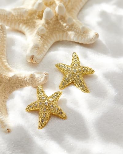 Gold Chunky Earrings for Women Trendy, 14K Gold Plated Dainty Kont Earrings Statement Minimalist Hypoallergenic Stud Earrings - color: Amelia & Gold