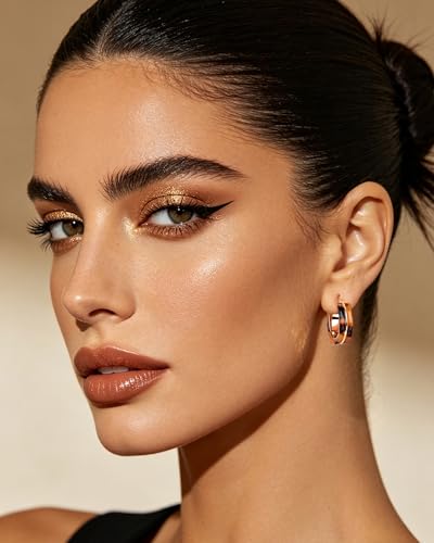 Chunky Hoop Earrings for Women Statement Tortoise Resin Leopard Huggie Hoop Earrings Gold Tone Trendy Vintage Jewelry Gift