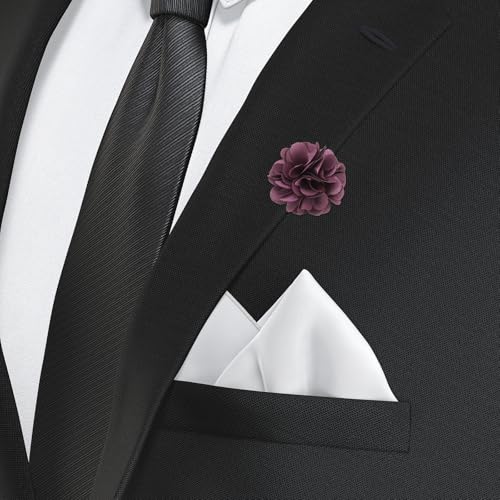 PATIKIL Flower Boutonnieres Pin, Lapel Pin for Men Camellia Flower for Suit Wedding Graduation Anniversary Graduation Outfit Accessories - color: Dark Purple