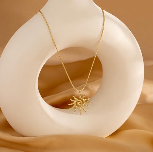 CHESKY Layered Necklaces for Women Trendy, Dainty 14k Gold Plated Pendant Necklace Layering Necklace for Women Non Tarnish Hypoallergenic Sun Gold Necklace Stack Gold Jewelry for Women Gifts - style: Sunflower-GD