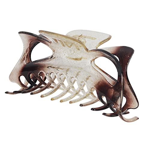 Women's Jumbo Jaw Clip Extra Large Marbelized Hair Claw (Glitter Brown) - color: Glitter Brown