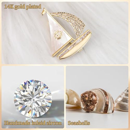 SYWDUDUCLT Fashion Elegant Brooches for Women Brooch, Suitable For Party And Daily Wear On Many Occasions - style: Sailboat