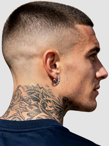 PROSTEEL Stainless Steel Huggie Hoop Earrings for Mens Gold/Black/Silver | Skull/Infinity Pattern, Spike/Cuban Links 4 Design Options Hypoallergenic Lightweight Earring Hip Hop Punk Gothic Jewelry - style: Cuban Links-Silver