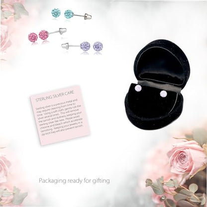 Cherished Moments .925 Sterling Silver Simulated Birthstone Pave Ball Screw-Back Earrings for Little Girls and Kids - color: 08-August