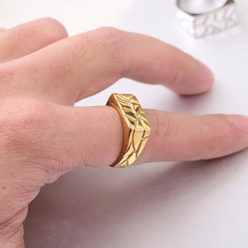 PCY Stainless Steel Gold Plated Men Women Band Ring - color: 8mm Gold FX