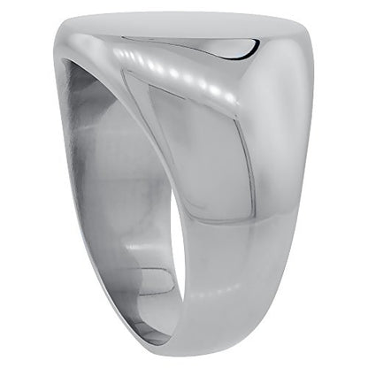 Sabrina Silver Surgical Stainless Steel Oval Signet Ring Solid Back Flawless Finish 5/8 inch sizes 5 to 10