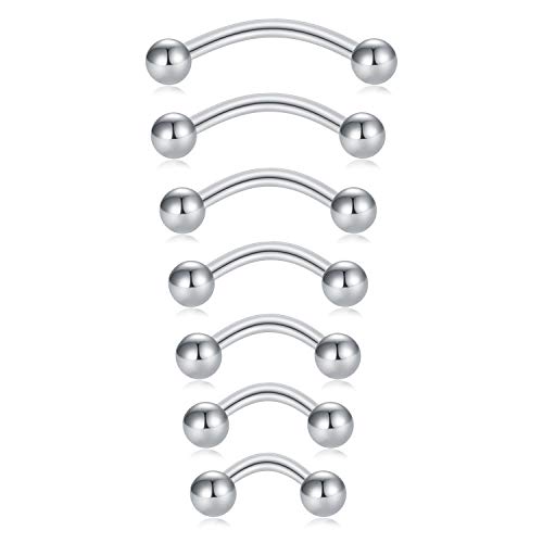 Rook Piercing Jewelry Rook Earrings for Women Eyebrow Rings Surgical Steel Vertical Labret Jewelry 16g 14g Curved Barbell Snug Daith Surface Tragus Piercing Jewelry Silver Gold - color: B2-14g thicker - 7 length- silver