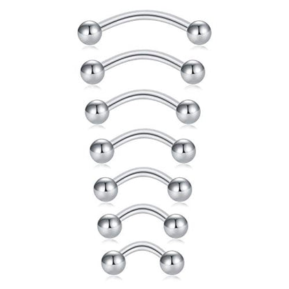 Rook Piercing Jewelry Rook Earrings for Women Eyebrow Rings Surgical Steel Vertical Labret Jewelry 16g 14g Curved Barbell Snug Daith Surface Tragus Piercing Jewelry Silver Gold - color: B2-14g thicker - 7 length- silver