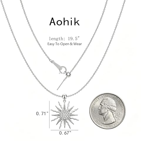 Dainty 14k Plated Gold Sun Necklace for Women, Trendy CZ Sunburst Pendant Necklace Non Tarnish Jewelry for Gifts - style: Platinum Sun