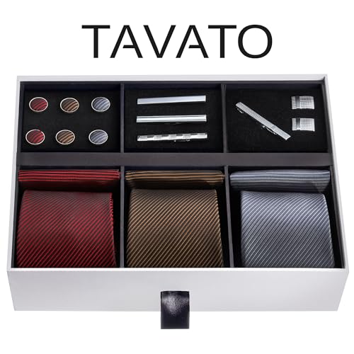 Premium Men’s Gift Tie Set Silky Necktie Pocket Squares Tie Clips Cufflinks For Men - color: Men's Style 3