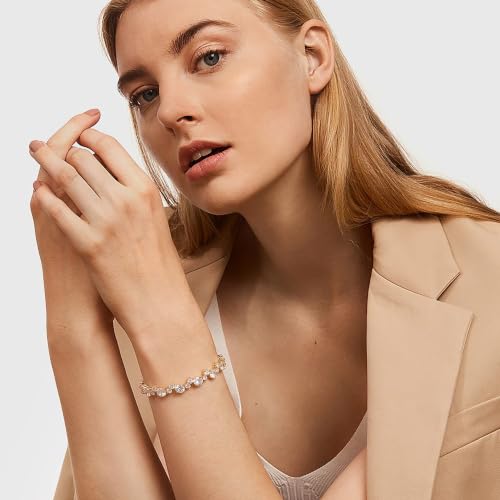 FANZE Gold Plated Cubic Zirconia Tennis Bracelets for Women Dainty Trendy Adjustable Bracelet Jewelry Gift for Ladies Wedding Mother Birthday Anniversary - style: Style 14