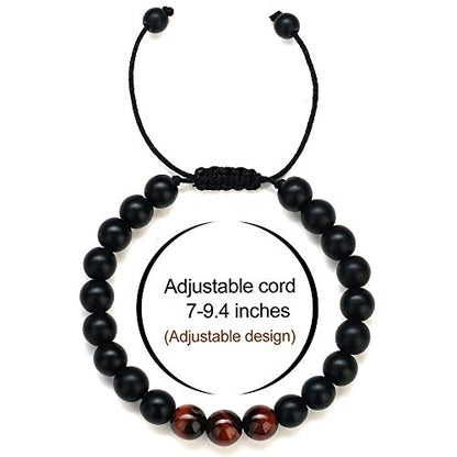 M MOOHAM Mens Bracelet - Beaded Natural Stone 8mm Tiger Eye Matte Agate Lava Rock Bracelets for Men Teen Boys Grandpa Dad Birthday Gifts Jewelry - style: 3 pcs Lava Rock&Tiger Eye Bracelets