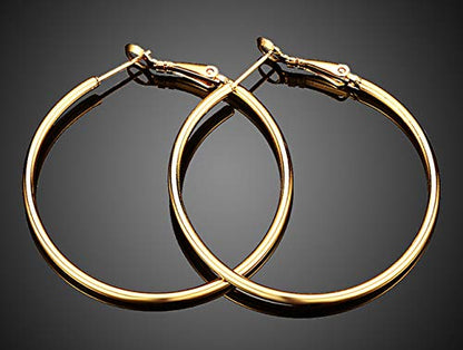 Gold Hoop Earrings,18K Gold Plated Rounded Hoops Earrings for Women - color: Yellow 60mm