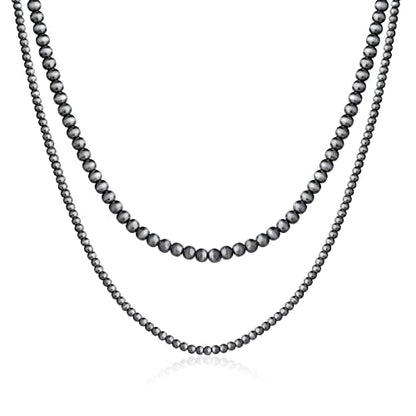 Navajo Pearl Necklace Western Jewelry for Women Cowgirl | Layered Western Necklaces Country Concert Choker Jewelry Gift - color: turquoise 2pcs (4mm+6mm)