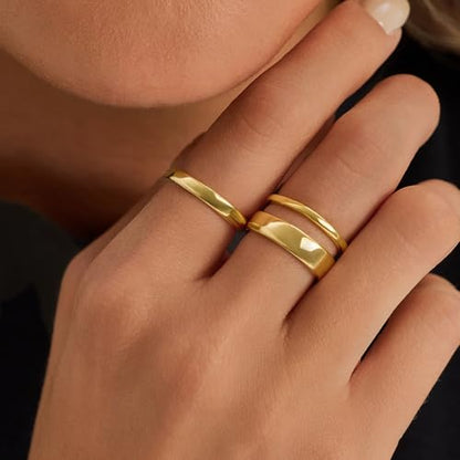 Cicy Bell Stackable Rings for Women 18K Gold Plated Non Tarnish Ring Set | Dainty Cubic Zirconia,Promise Wedding Engagement Rings, Statement Thin Rings,Trendy Jewelry Gifts - color: Gold-Style E, size: 6