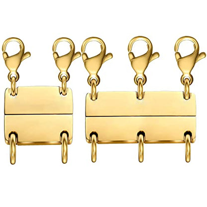 Dailyacc Layering Magnetic Necklace Clasp,18 K Gold and Silver Separator for Stackable Necklaces - color: 2PCS - 2 Gold 3 Gold