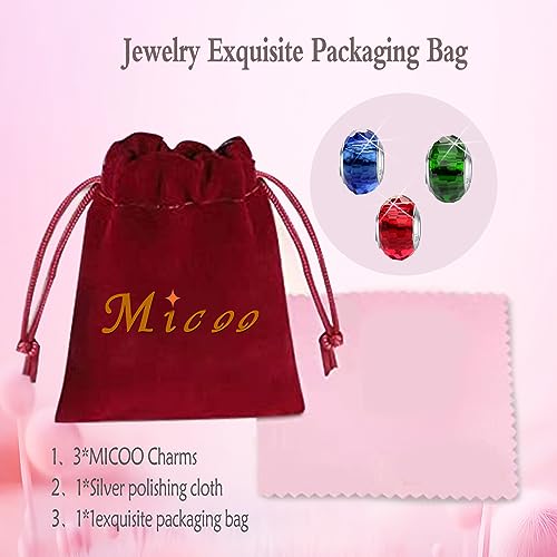 MICOO 925 Sterling Silver Charms for Bracelets,Fashion DIY Dangle Pendants Beads Simulated Birthstone Charms,Birthday Gifts for Women - color: 3 Red Blue and Green Charms