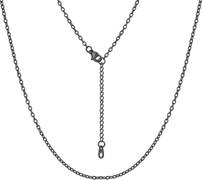 FOCALOOK Womens Chain Necklace, 1/1.4/2mm Thin Cable Link Necklace Chain | Hypoallergenic 316L Stainless Steel, Non Tarnish, Sturdy Chain for Pendants, 14K Gold Plated/Silver/Rose Gold/Black, 14-30" - color: 2mm Black, size: 30 Inch