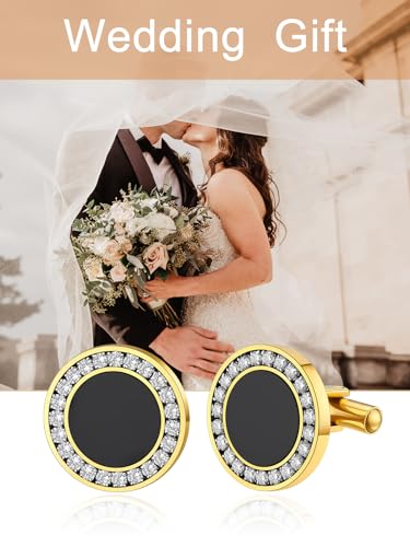 Custom4U Custom Photo Cufflinks for Men Father of the Bride Gifts - color: C-Black Onyx-Gold