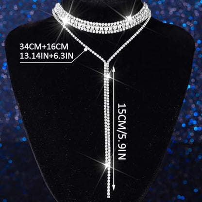 Unicra Black Rhinestone Necklace Diamond Choker Necklaces Formal Bridal Prom Fashion Costume Jewelry Necklace for Women - color: Silver