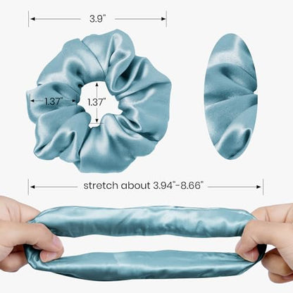 LILYSILK Silk Hair Scrunchies/Ties for Frizz & Breakage Prevention, 100% Mulberry, No Damage, Elastic ponytail Holders, 1Pc, Blue Haze - color: Blue Haze