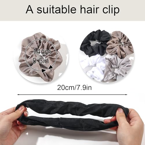 Hair Scrunchies for Women - Hair Ties No Damage Both for Thick Hair or Thin Hair Curl Hair No Crease Scrunchies Ponytail Holder No Hurt Your Hair - color: Black White Gray Dark Gray