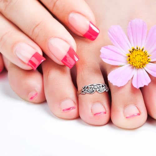 925 Sterling Silver Toe Ring Adjustable Butterfly Filigree Boho Ocean Wave Summer Jewelry for Women - style: Flower