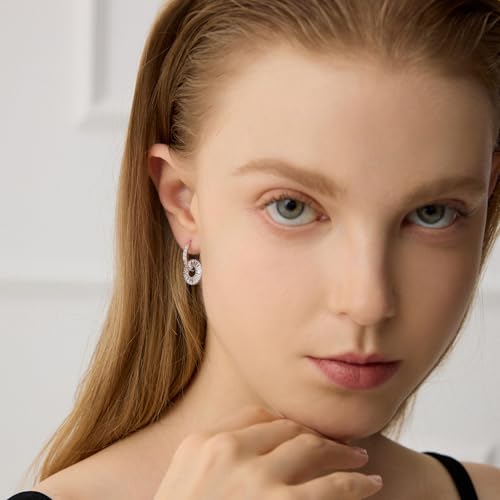 CoBi CZ Hoop Earrings for Women, 14K Gold Plated Round Cubic Zirconia Dangle Huggie Earrings, Dainty Silver Tone Earrings Jewelry Gifts - color: Sliver