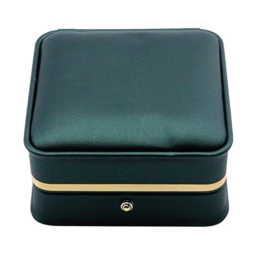 MY MIRONEY PU Leather Bracelet Bangle Box, Blackish Green | Jewelry Box Storage Case Organizer Velvet Interior Bracelet Storage Holder (3.74" x 3.74" x 1.97") - style: Bracelet Box(Type A); Blackish Green
