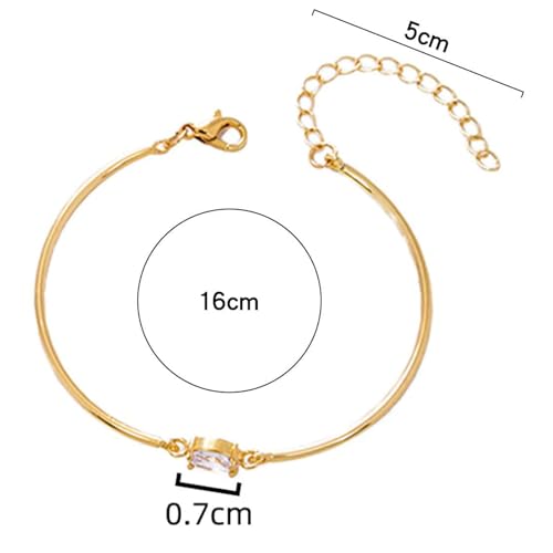 Elegant Yellow Gold Oval Cubic Zirconia Bracelet, Geometric Rhinestone Bangles And Bangle Bracelets For Women Minimalist Oval Shaped Jewelry Perfect Daily Wear