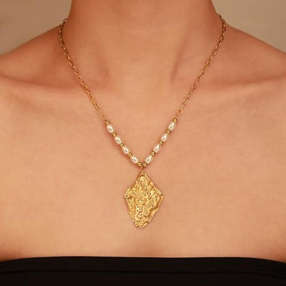 2 PCs Gold Plated Necklace Set for Women - Non Tarnish Jewelry Gift with Fashion Design - style: Fashion 2