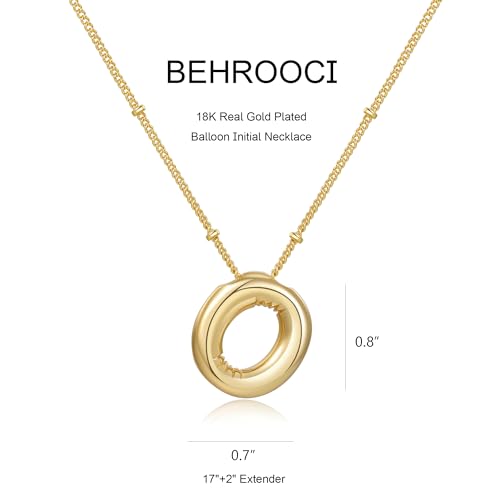 Gold Bubble Initial Necklace for Women Balloon Letter Necklace 18K Gold Plated Dainty Alphabet Pendant Puffy Name Personal Necklace - color: O