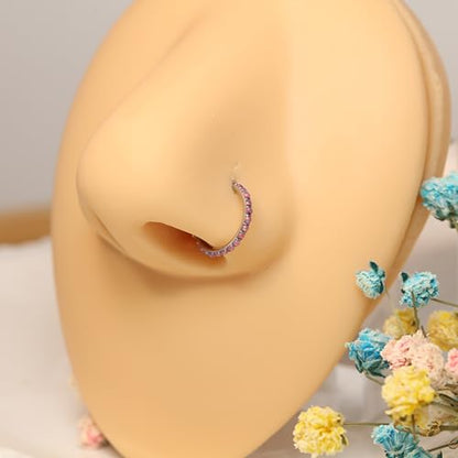 FUNLMO 20G 18G 16G 12G Nose Ring Hoop Conch Rook Daith Helix Tragus Piercing Jewelry 316L Surgical Steel Cartilage Earring Conch Hoop Earring Septum Jewelry Belly Lip Ring 5mm to 14mm - color: Silver-White Opal, 1pc