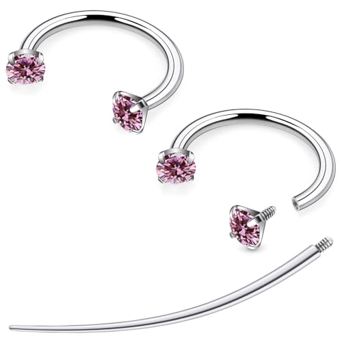 F136 Titanium 20/18/16/14g Horseshoe Nose Septum Lip Ear Rings Piercings 8/10/12mm Cartilage Helix Daith Earrings Jewelry for Women Men - color: Pink, size: 18g*1/2in(12mm)