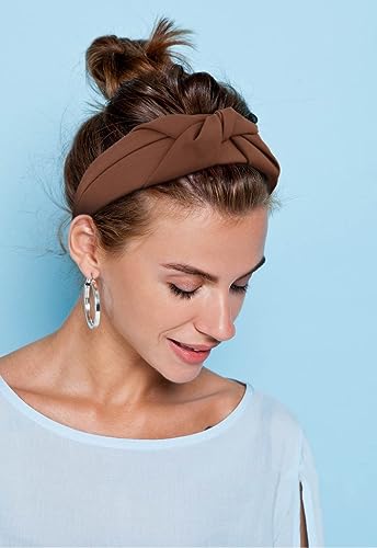 Knotted Headbands for Women - Non-Slip Wide Top Knot Hair Hoops, Fashion Hairbands in Black, Beige, Brown - 3PCS Hair Accessories Set