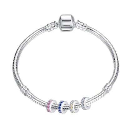 Clip Stopper Charms Sterling Silver Rondelle Spacer Bead Charm Stopper Charm for Pandora Charm Bracelets - color: Blue ( 4pcs )