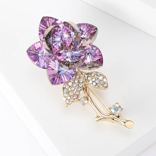 Flower Brooch for Women Rhinestone Pearl Zirconia Flower Lapel Pin Birthday Holiday Gift for Mother Wife Girlfriend - color: 13 Crystal Flower