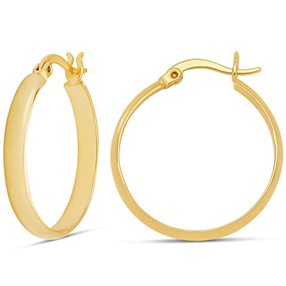 Amazon Essentials 14K Gold or Sterling Silver Plated Polished Dome Hoop - color: Yellow Gold, size: 25 mm