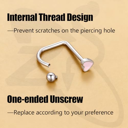 ZS 4Pcs Stainless Steel Heart Lip Rings Hoops Piercing, 16G C-shape U-shape Lip Rings, Internally Threaded Cartilage Helix Daith Earrings Jewelry for Women Men - color: U-shape Lip Rings, size: diameter:8mm