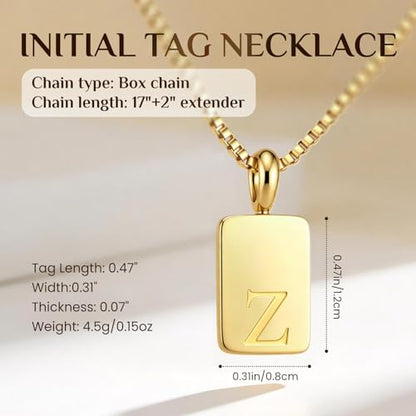 Initial Necklaces 18K Gold Plated,Gold Necklace for Women | Waterproof and Sweat-Resistant / Reinforced Box Chain,Long-Lasting Color Retention - color: Z