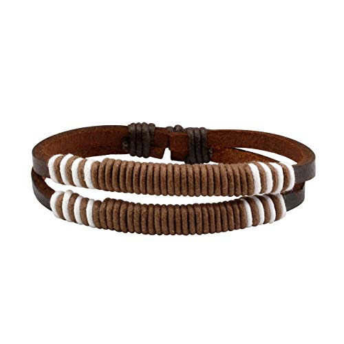 6-12PCS Braided Faux Leather Bracelet Punk Cuff Wrap Bracelets for Men Women Adjustable - color: I:8pcs